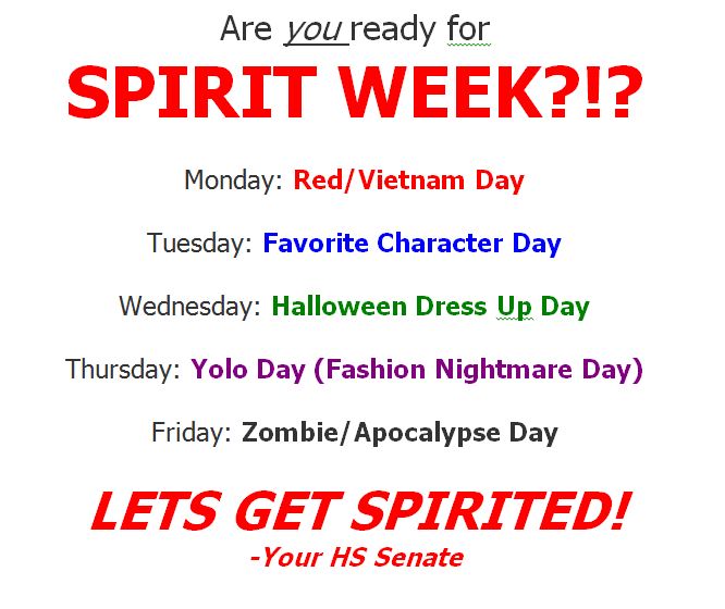 Spirit Week ad